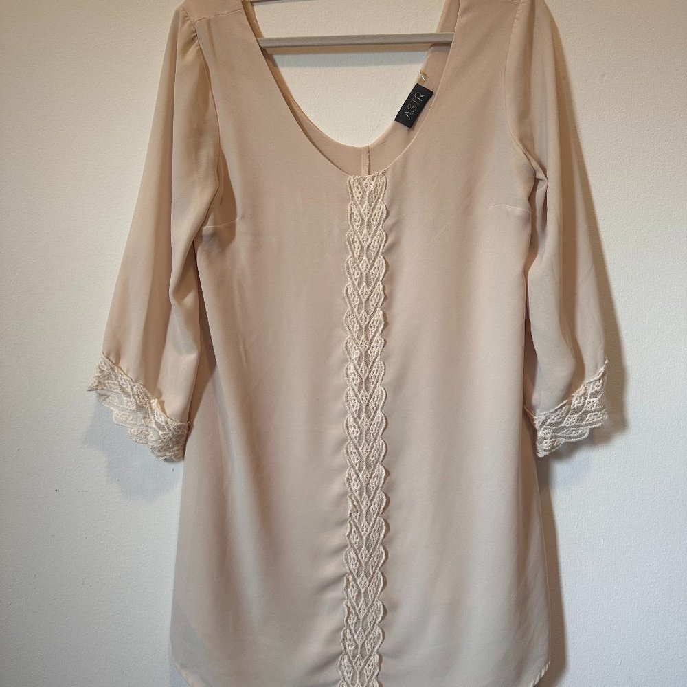 Astr Cream Low Back Dress